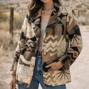 Vintage 90s Painted Pony Southwestern Tapestry Blazer